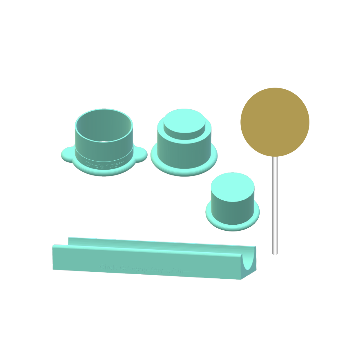 Circle Disc Cake Pop Mold with Filling Embosser | Large 1.75 in Cutter, Popper, and Tray Option