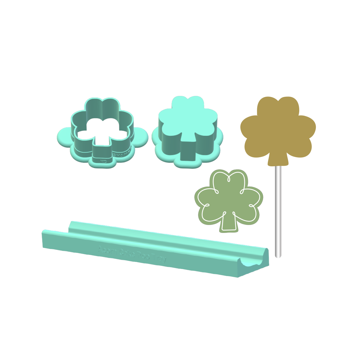 Shamrock Cake Pop Mold |Deluxe Cutter, Popper, and Tray Option