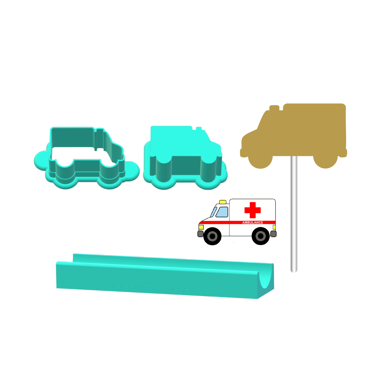 Ambulance Cake Pop Mold |Deluxe Cutter, Popper, and Tray Option