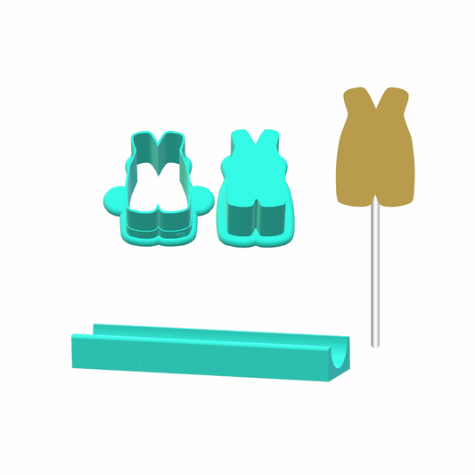 Denim Jeans Overalls Cake Pop Mold |Deluxe Cutter, Popper, and Tray Option
