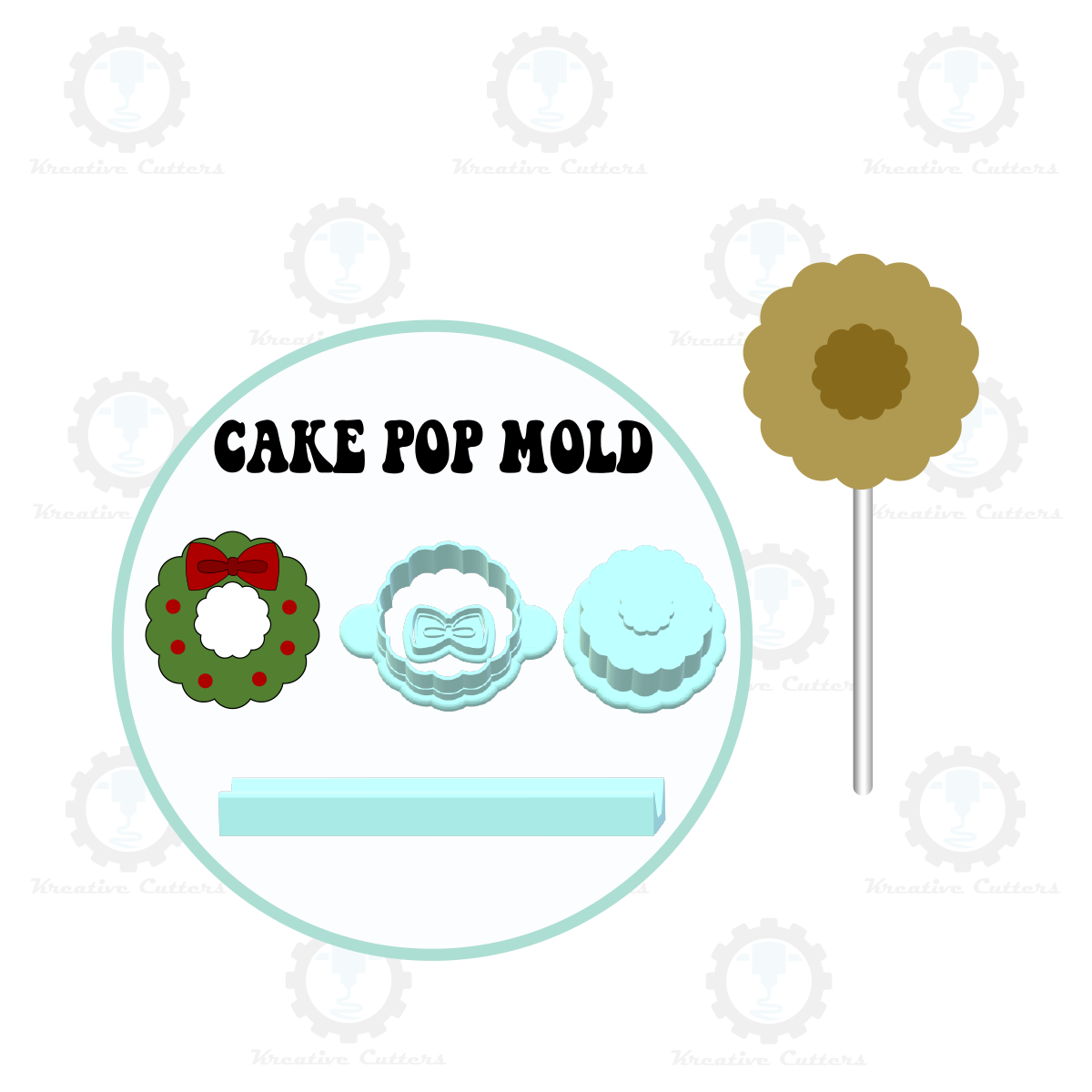 Christmas Wreath Cake Pop Mold | Deluxe Cutter, Popper, and Tray Option