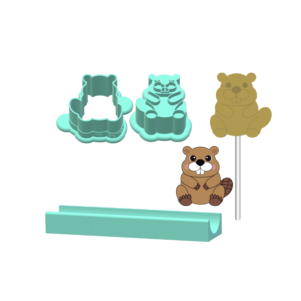 Beaver Cake Pop Mold |Deluxe Cutter, Popper, and Tray Option