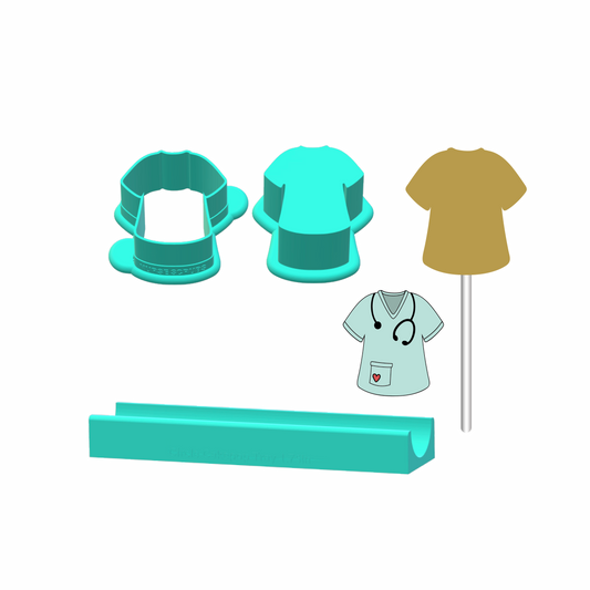 Nurse Scrubs Cake Pop Mold |Deluxe Cutter, Popper, and Tray Option