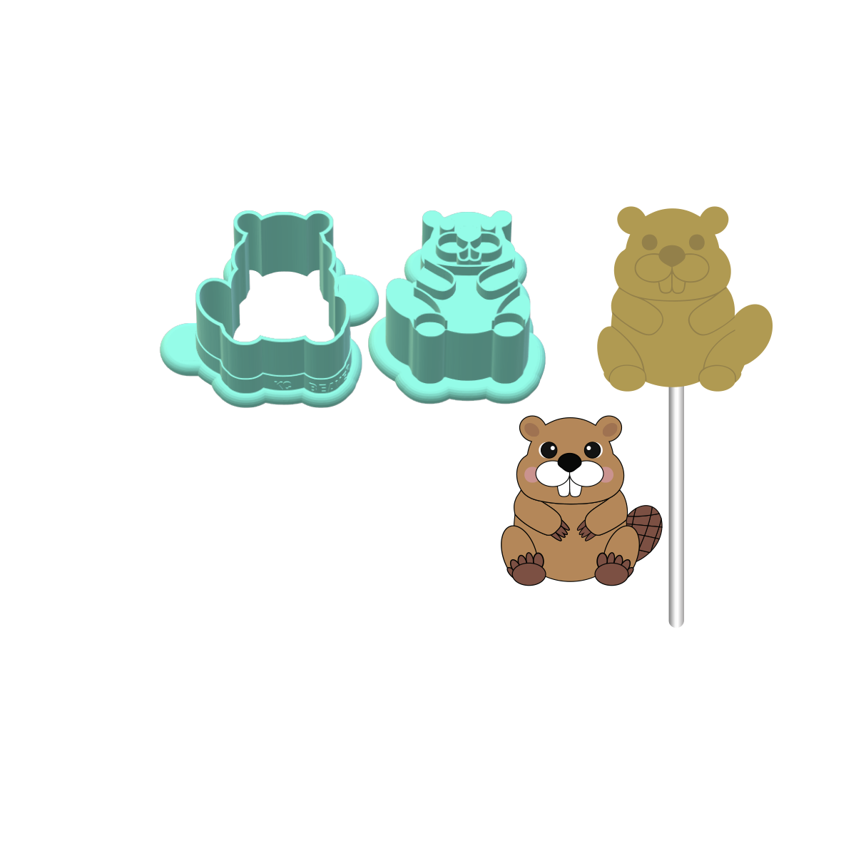 Beaver Cake Pop Mold |Deluxe Cutter, Popper, and Tray Option
