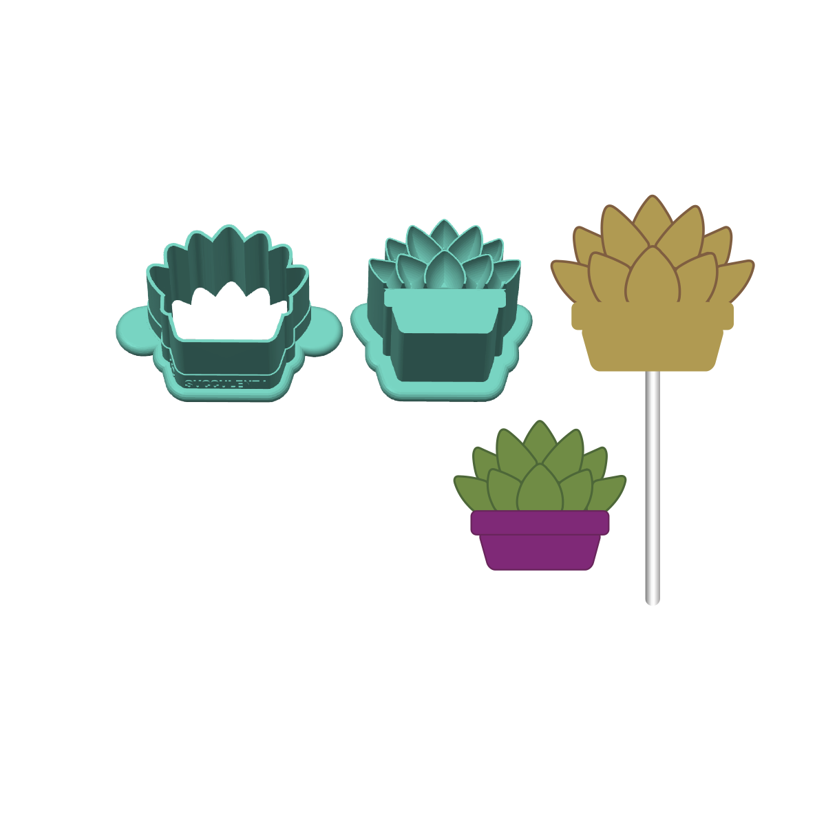 Succulent 1 Cake Pop Mold |Deluxe Cutter, Popper, and Tray Option