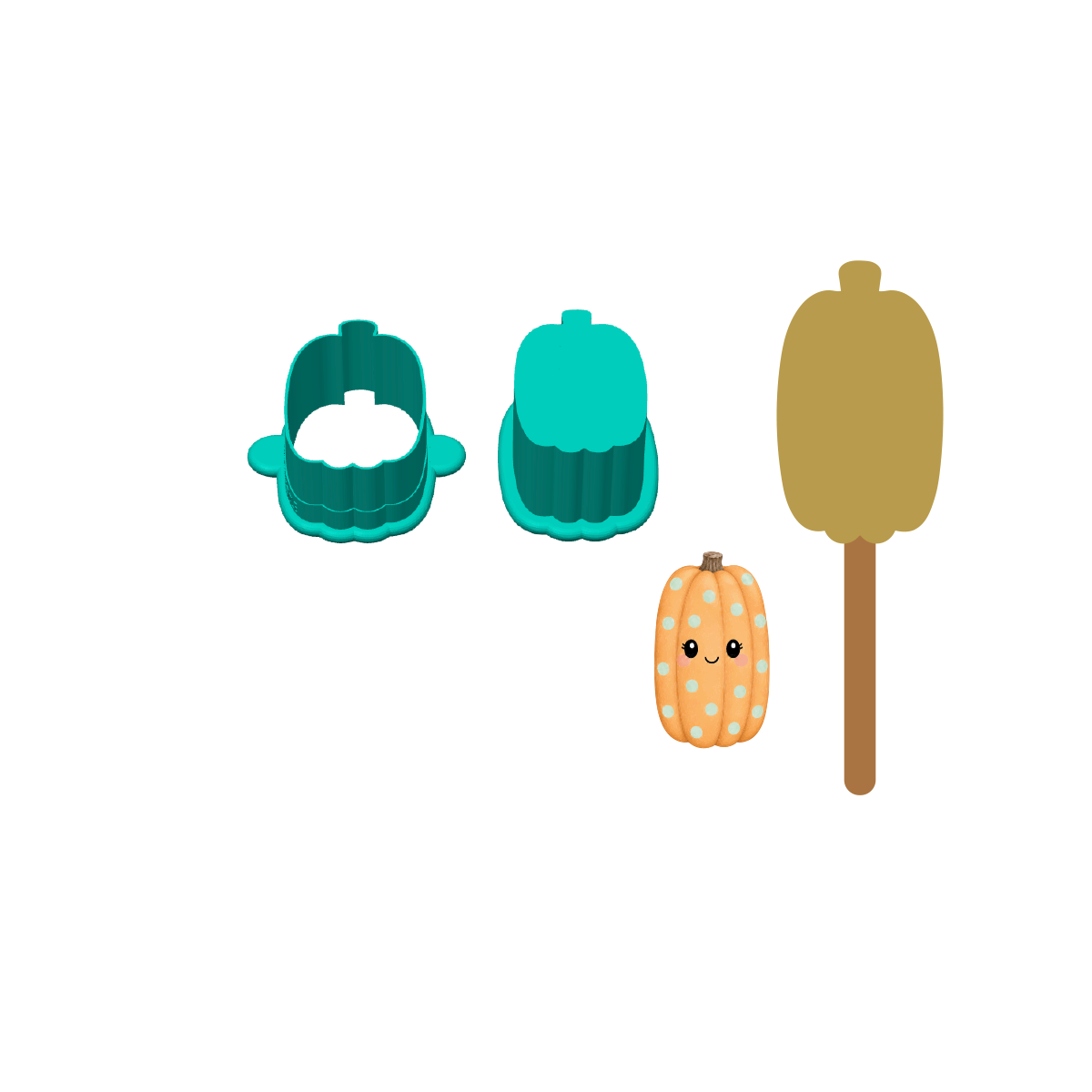 Tall Pumpkin Cakesicle Mold | Deluxe Cutter, Popper and Tray Options