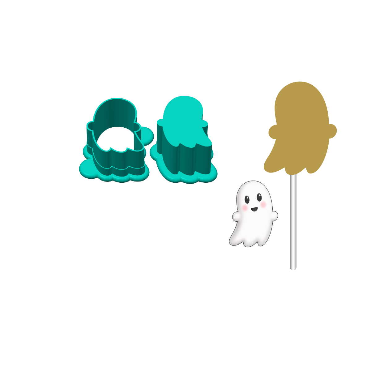 Flying Ghost Cake Pop Mold | Deluxe Cutter, Popper, and Tray Options