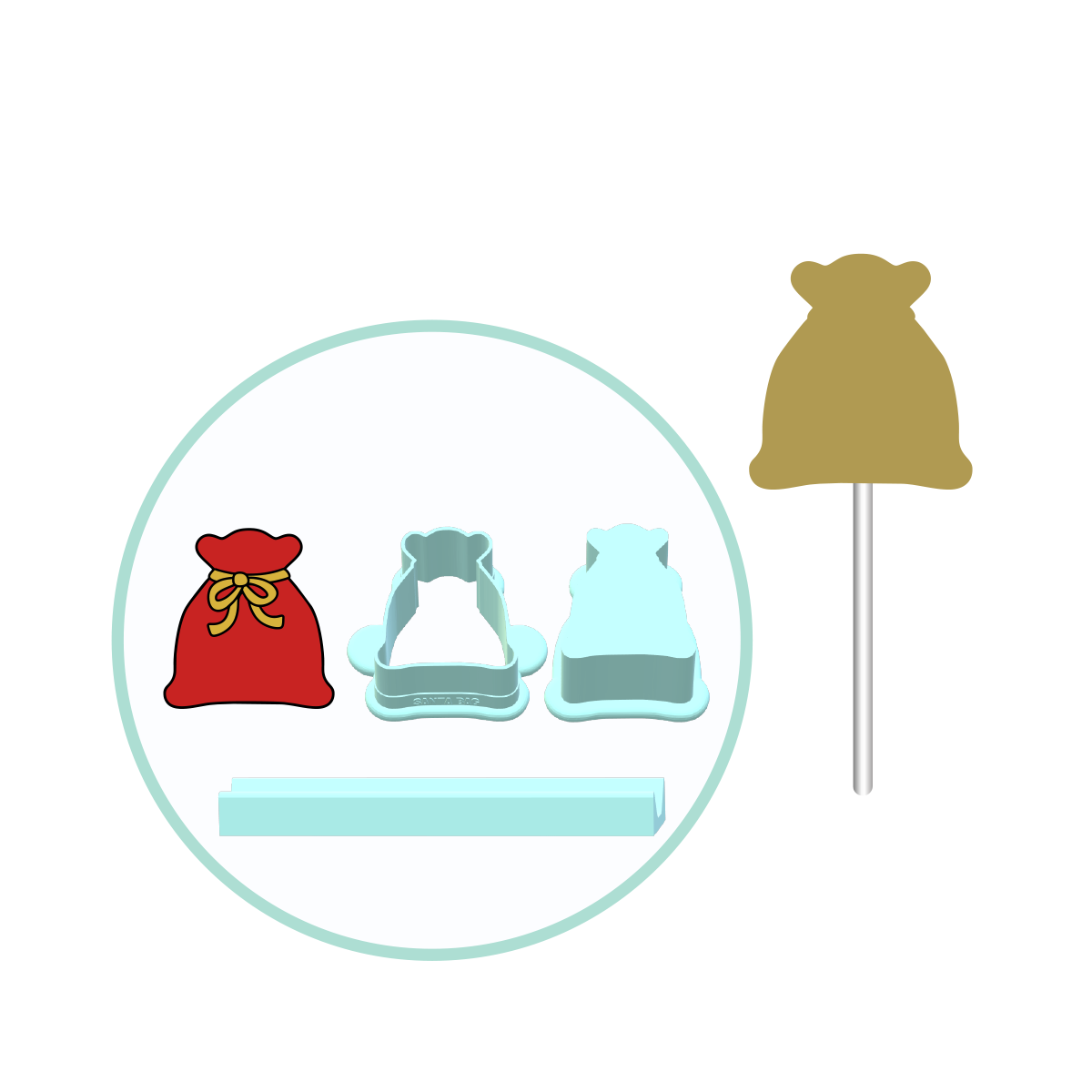 Santa Bag Cake Pop Mold | Deluxe Cutter, Popper, and Tray Option