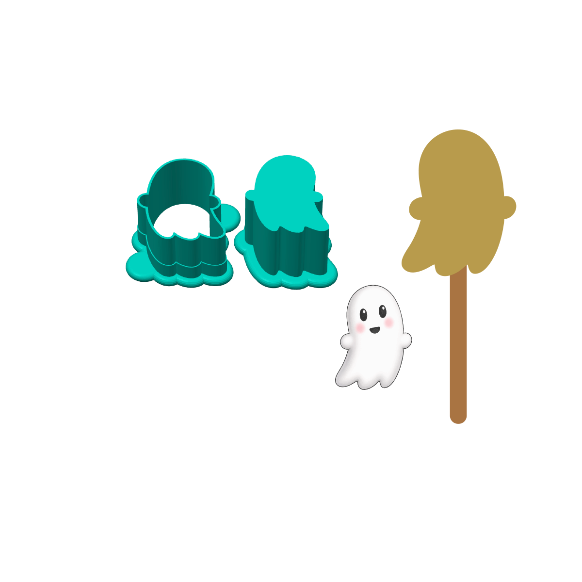 Flying Ghost Cakesicle Mold | Deluxe Cutter, Popper and Tray Options