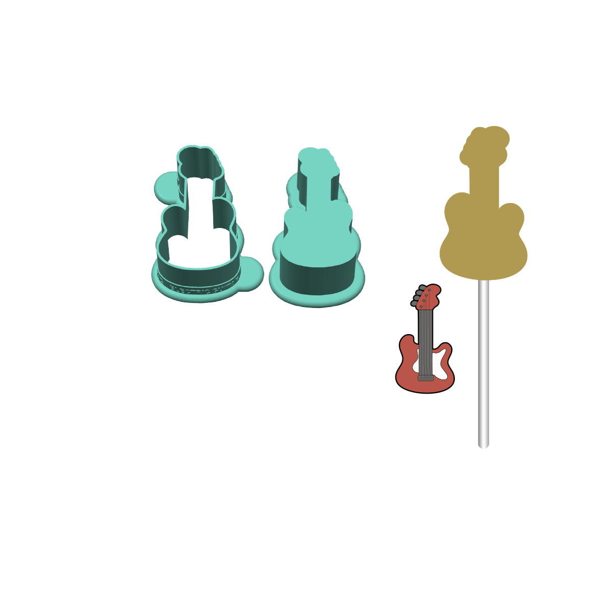 Electric Guitar Cake Pop Mold |Deluxe Cutter, Popper, and Tray Option