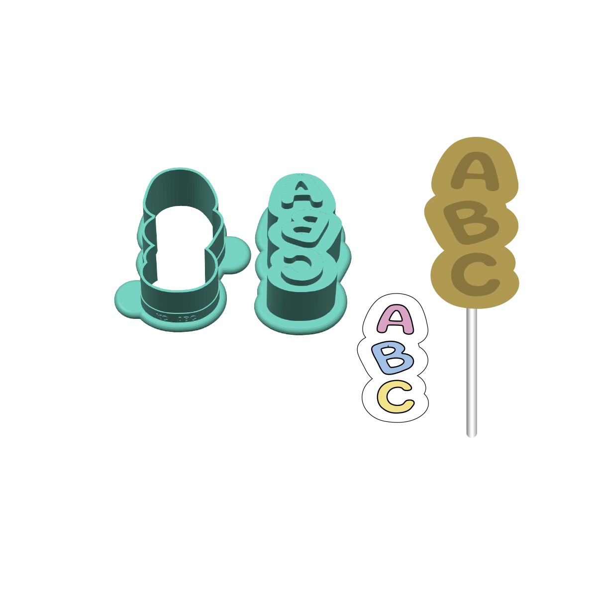 ABC Cake Pop Mold |Deluxe Cutter, Popper, and Tray Option