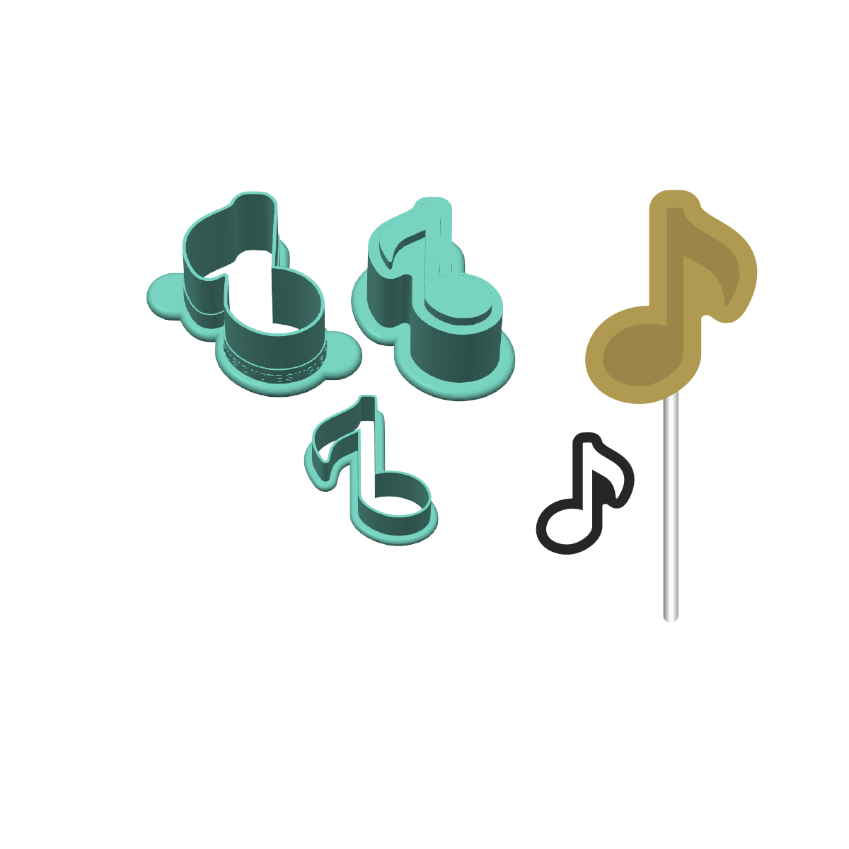 Music Note Single Eighth Note Cake Pop Mold |Deluxe Cutter, Popper, and Tray Option