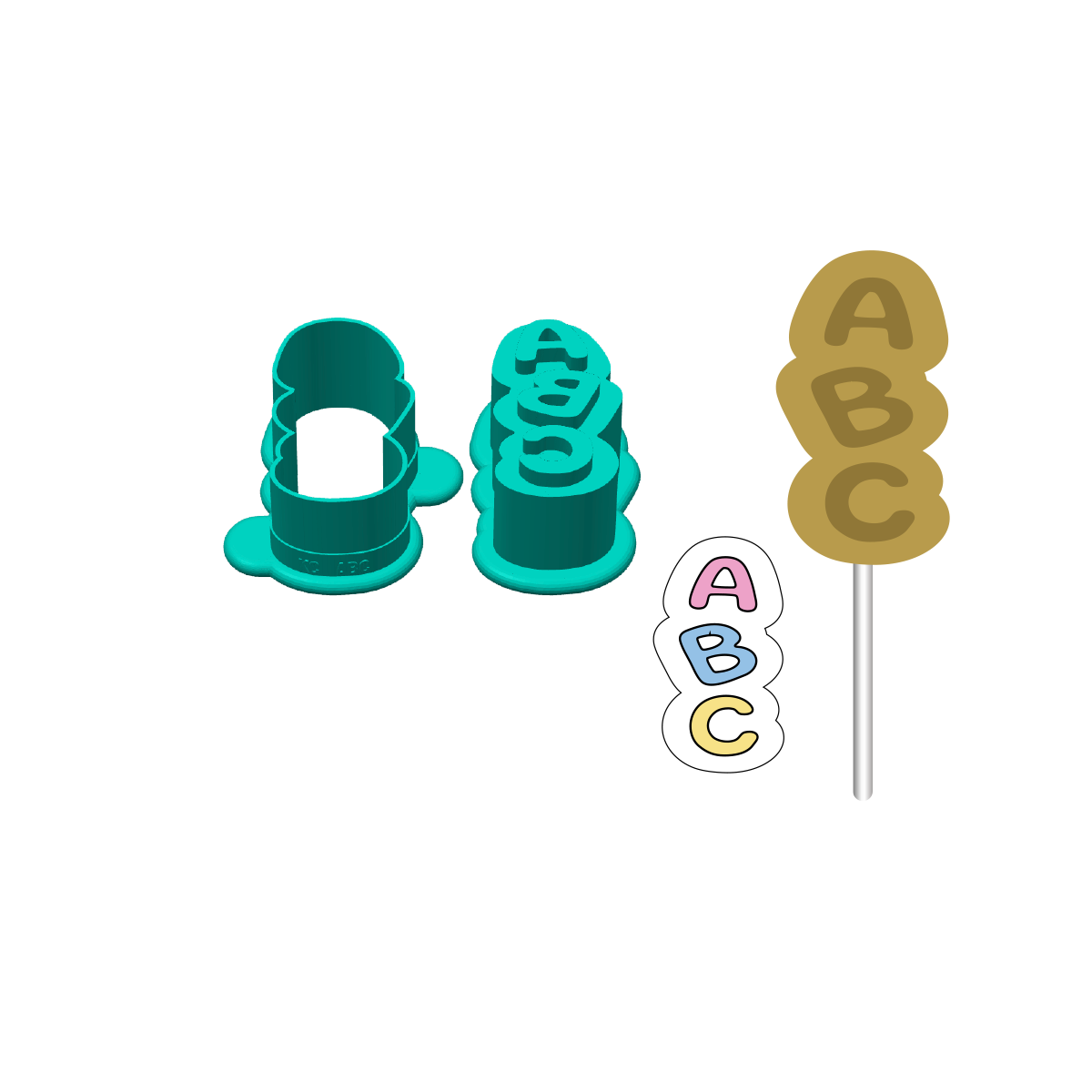 ABC Cake Pop Mold |Deluxe Cutter, Popper, and Tray Option