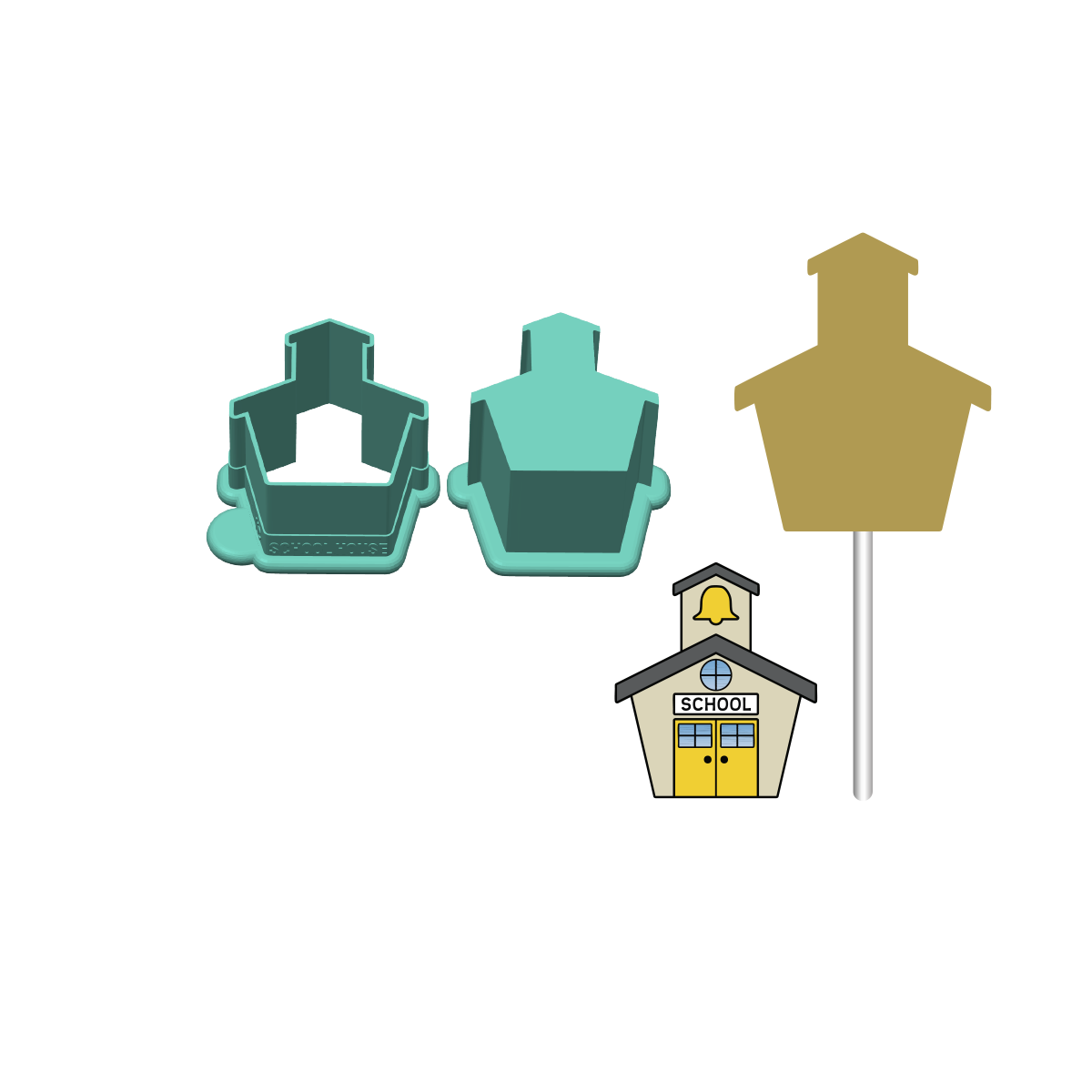 School House Cake Pop Mold |Deluxe Cutter, Popper, and Tray Option