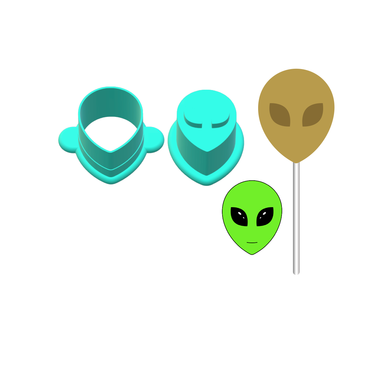 Alien Head Cake Pop Mold |Deluxe Cutter, Popper, and Tray Option