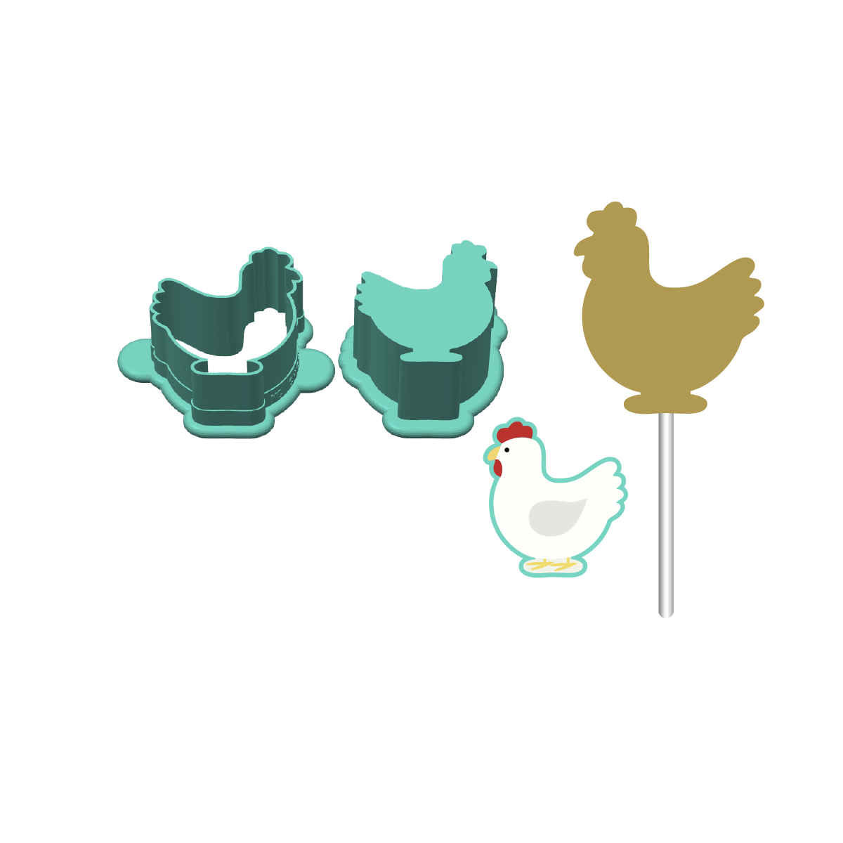 Chicken Cake Pop Mold |Deluxe Cutter, Popper, and Tray Option