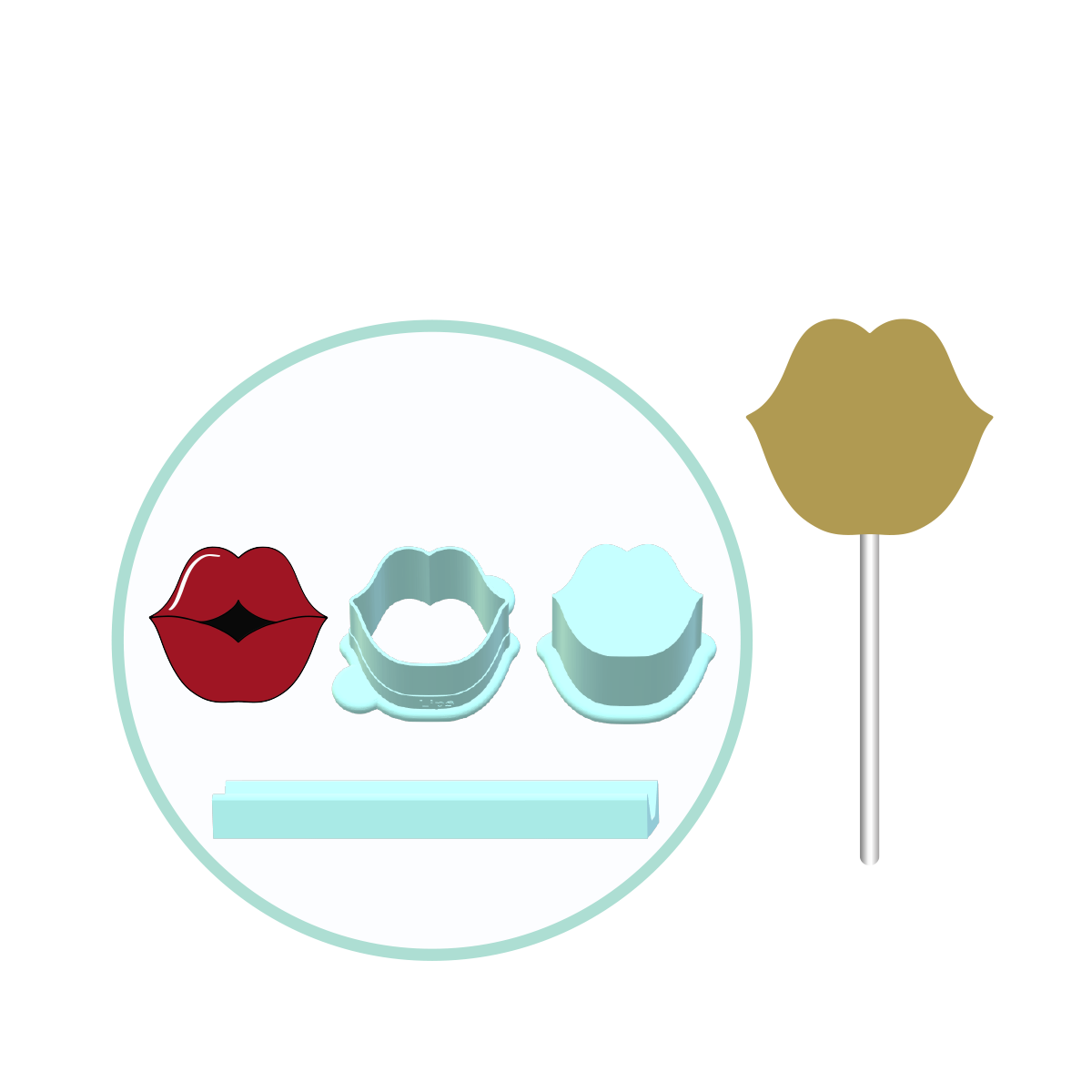 Valentines Lips Cake Pop Mold | Deluxe Cutter, Popper, and Tray Option