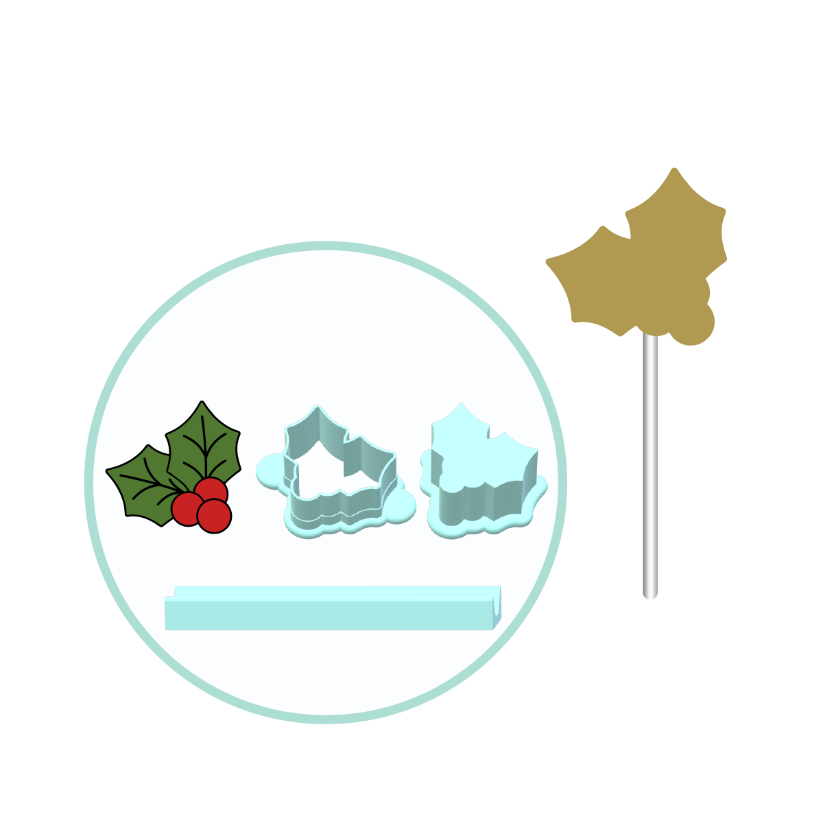 Holly Berry Cake Pop Mold | Deluxe Cutter, Popper, and Tray Option