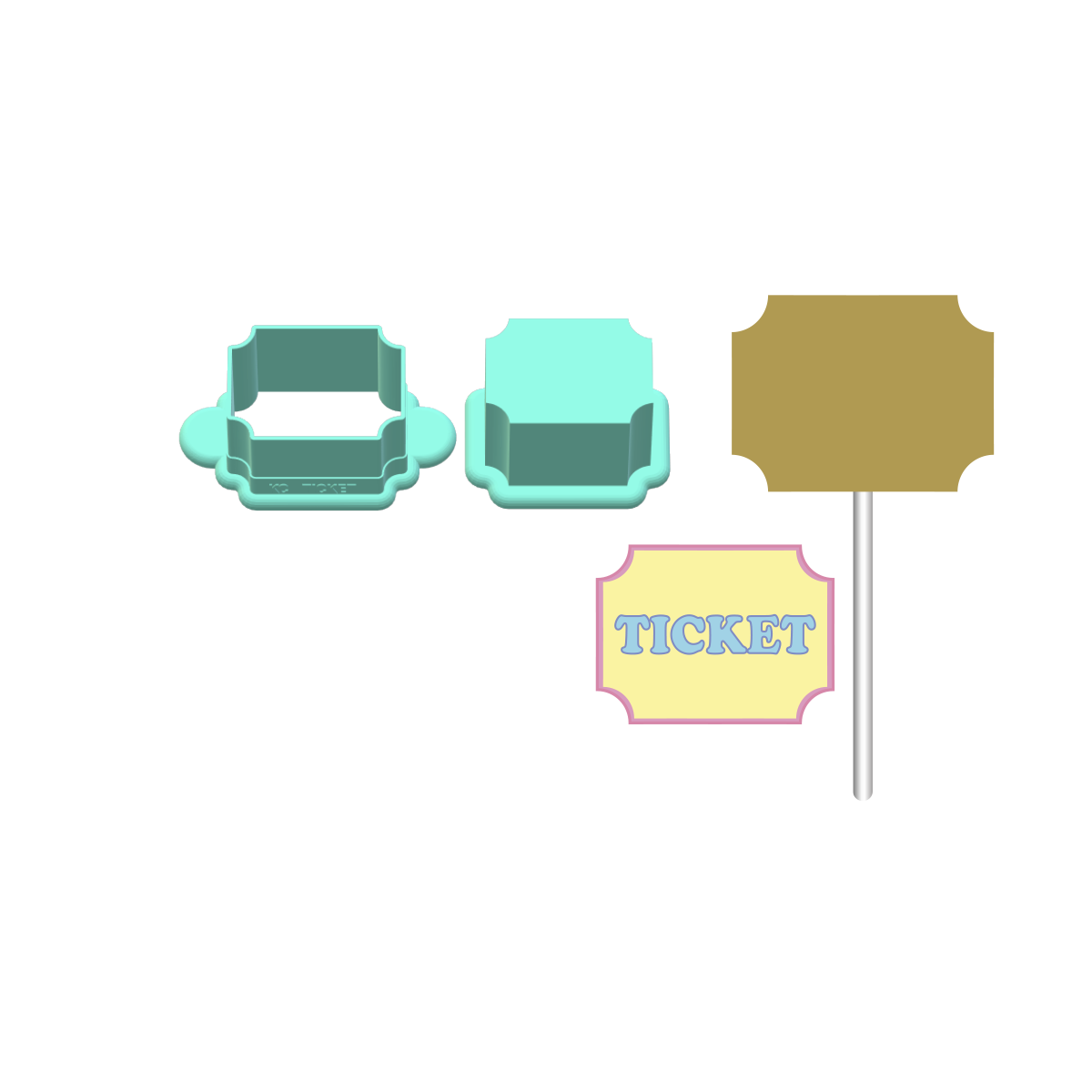 Ticket Cake Pop Mold |Deluxe Cutter, Popper, and Tray Option