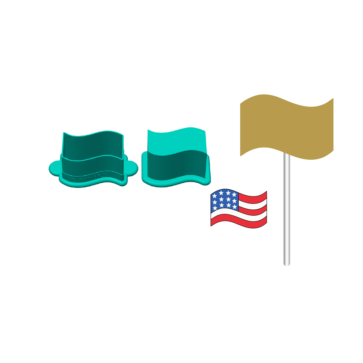 Waving Flag Cake Pop Mold |Deluxe Cutter, Popper, and Tray Option