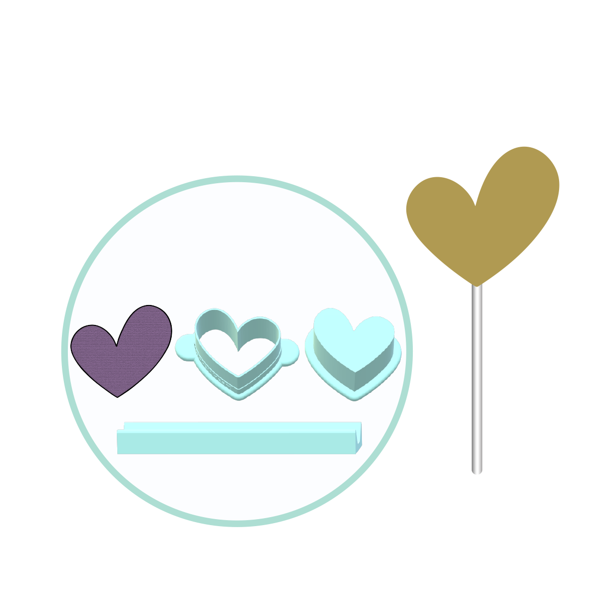 Valentines Wonky Heart Cake Pop Mold | Deluxe Cutter, Popper, and Tray Option