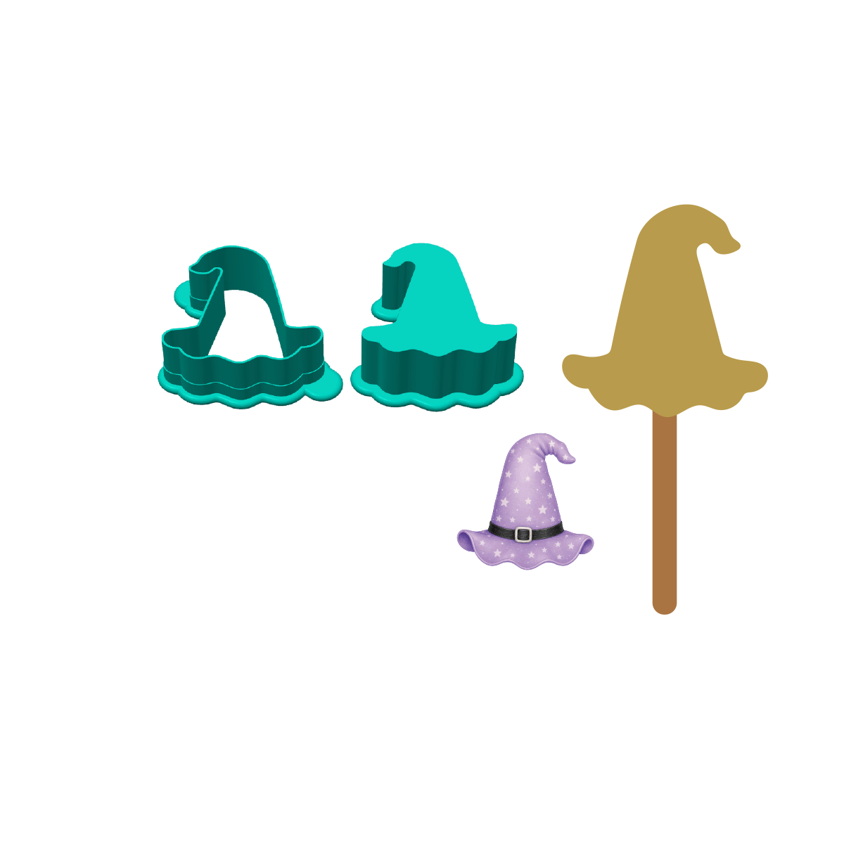 Witch Hat Cakesicle Mold | Deluxe Cutter, Popper and Tray Options