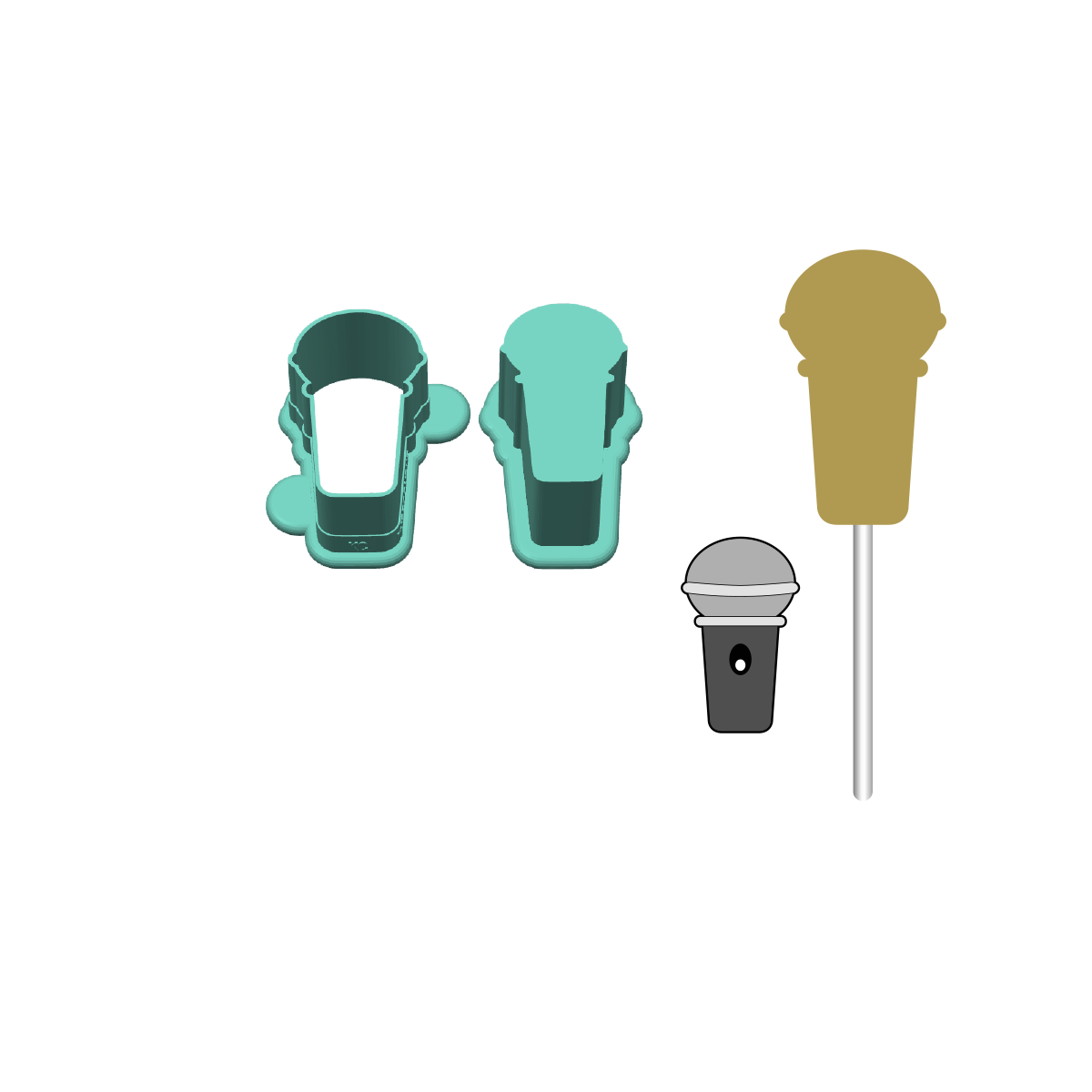 Microphone Cake Pop Mold |Deluxe Cutter, Popper, and Tray Option