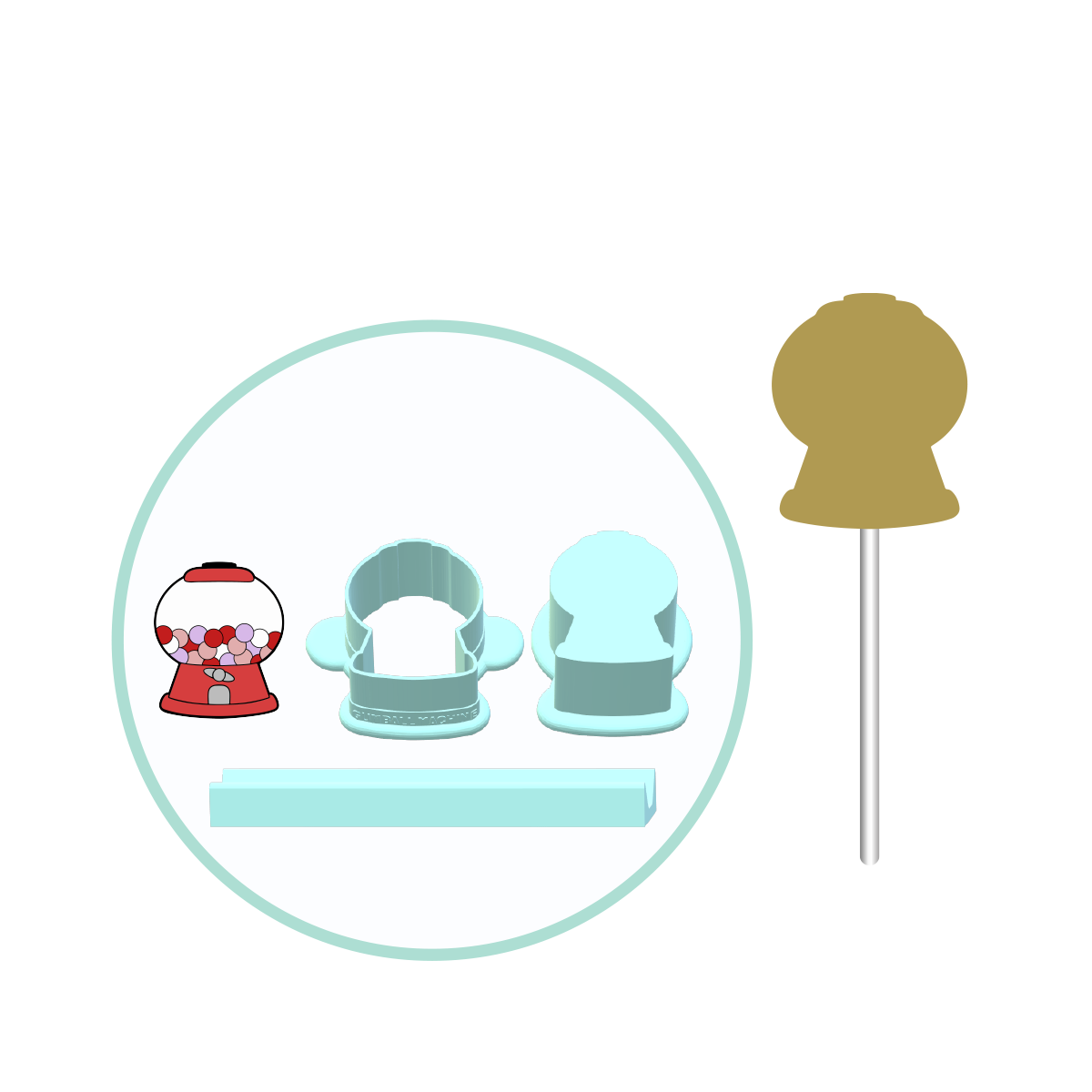 Valentines Gumball Machine Cake Pop Mold | Deluxe Cutter, Popper, and Tray Option