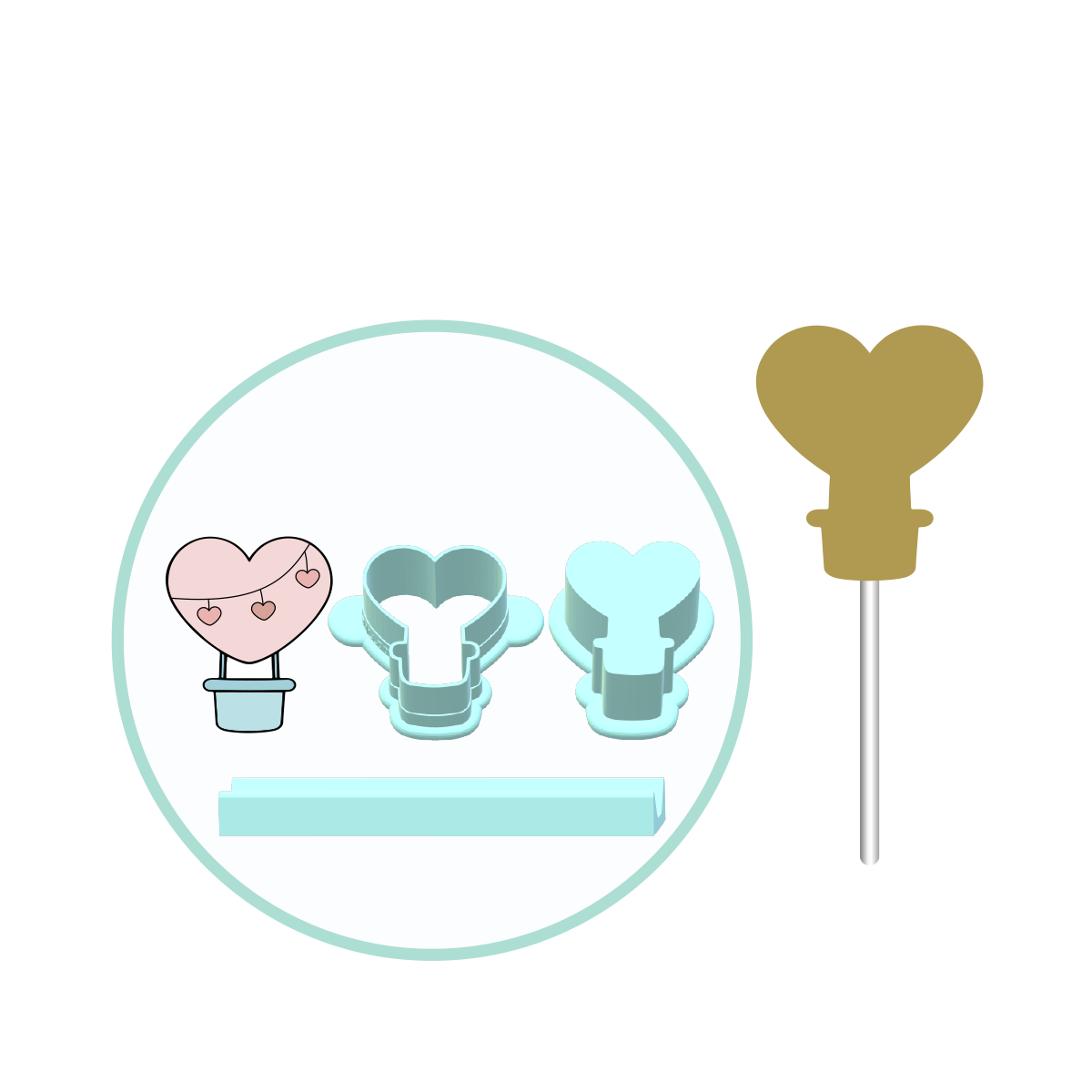 Valentines Heart Air Balloon Cake Pop Mold | Deluxe Cutter, Popper, and Tray Option