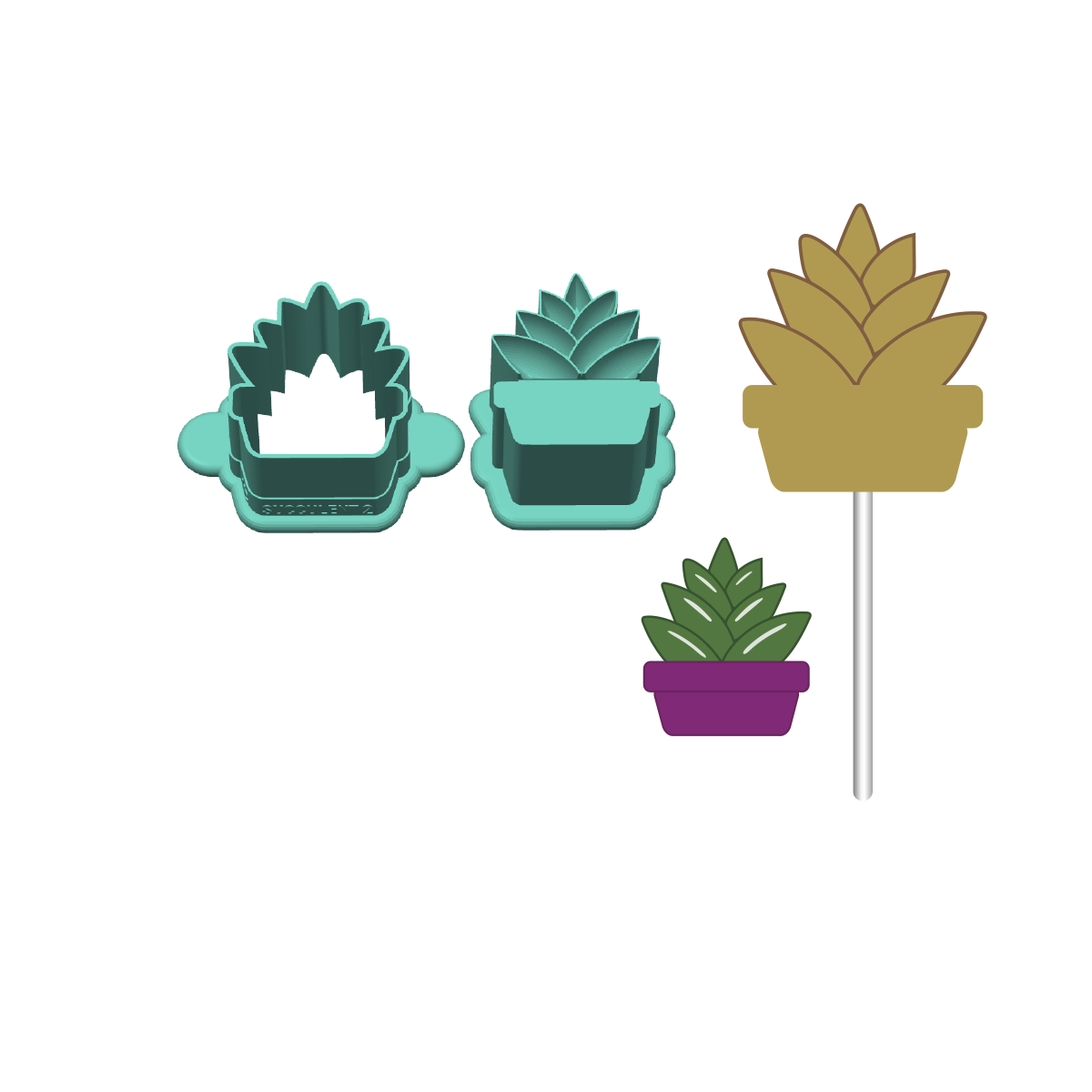 Succulent 2 Cake Pop Mold |Deluxe Cutter, Popper, and Tray Option