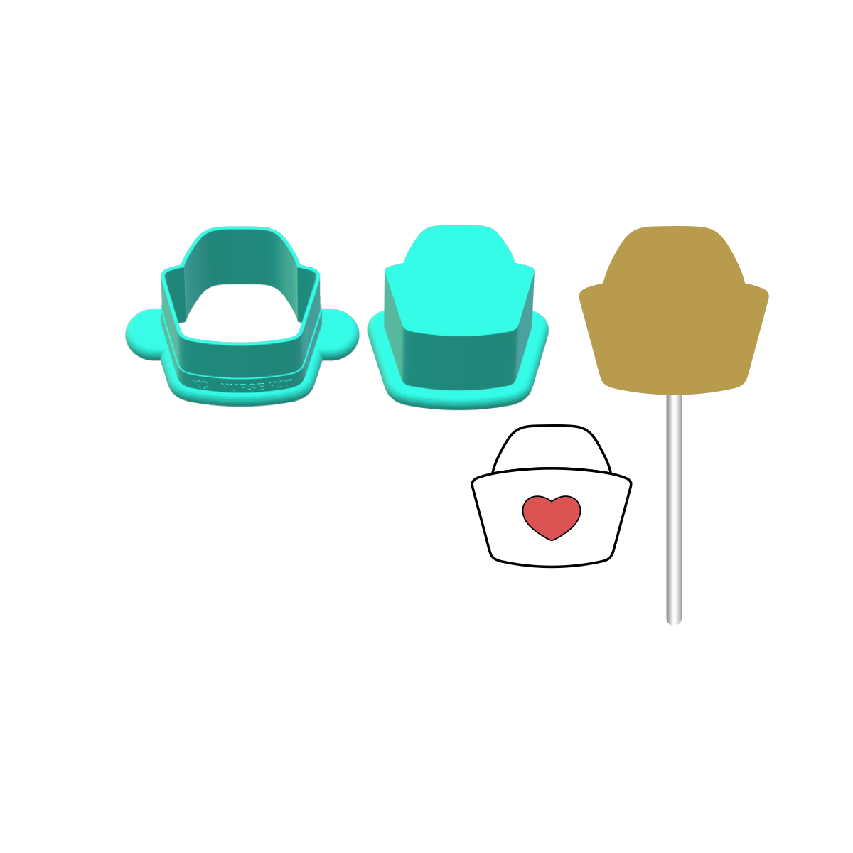 Nurse Hat Cake Pop Mold |Deluxe Cutter, Popper, and Tray Option