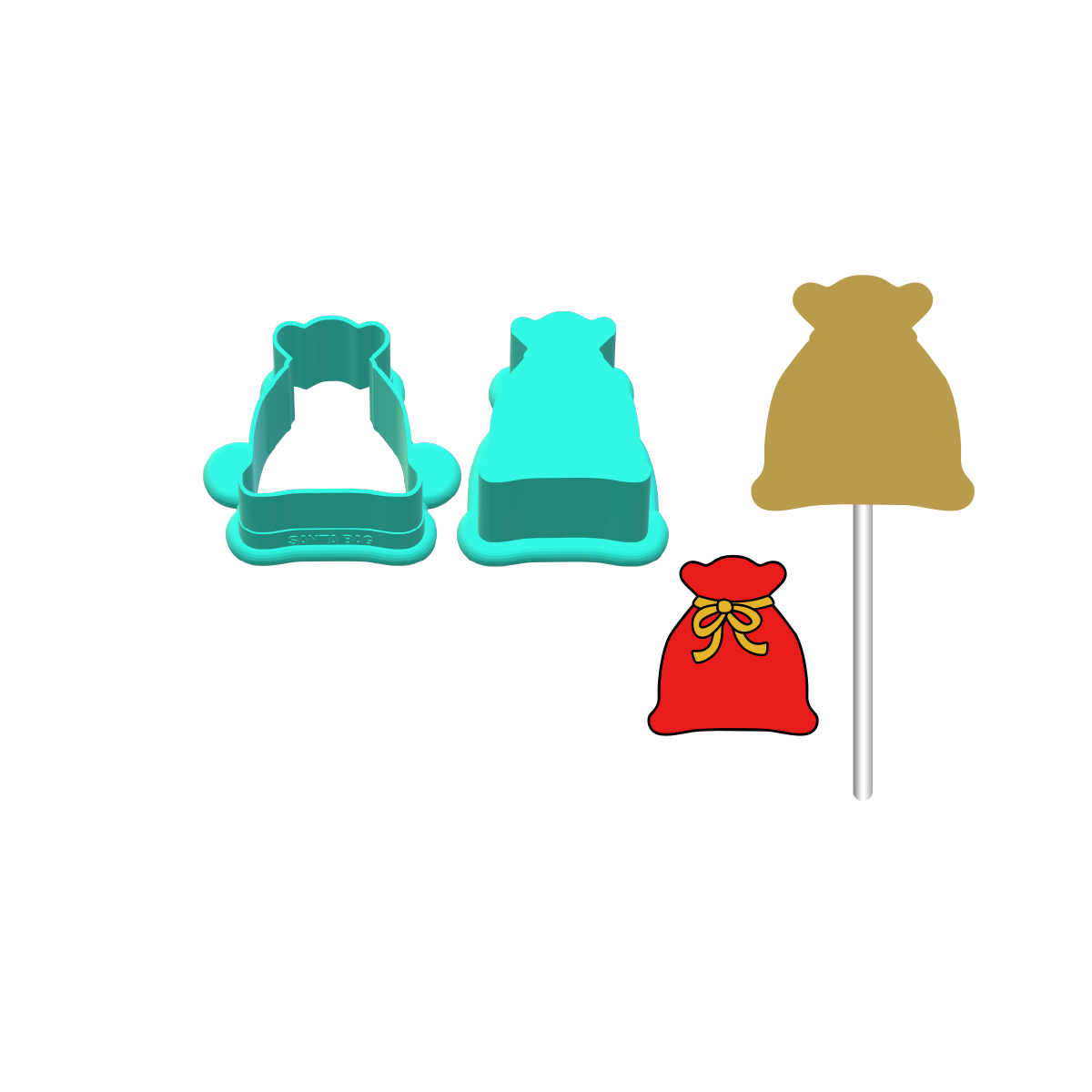 Santa Bag Cake Pop Mold | Deluxe Cutter, Popper, and Tray Option