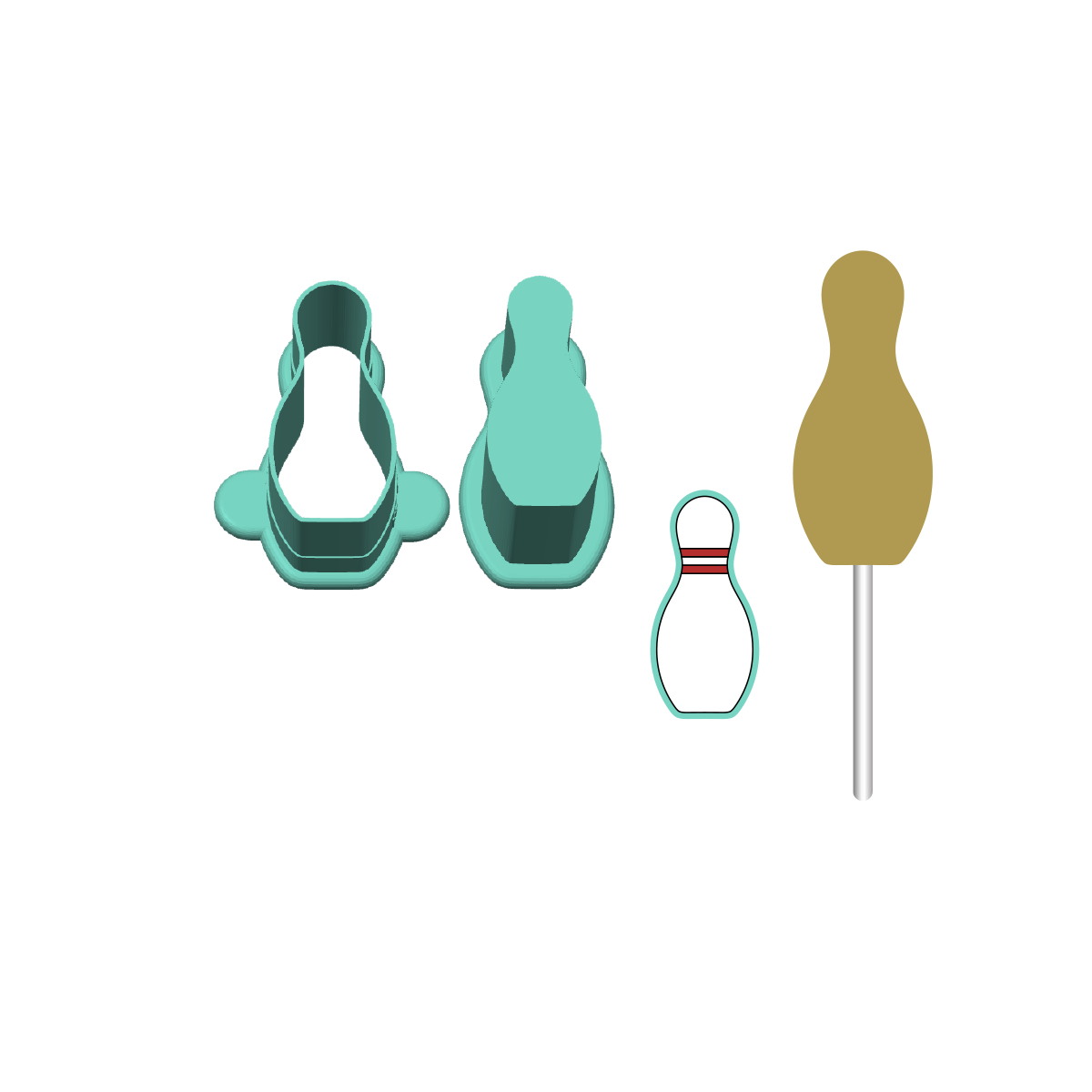 Bowling Pin Cake Pop Mold |Deluxe Cutter, Popper, and Tray Option