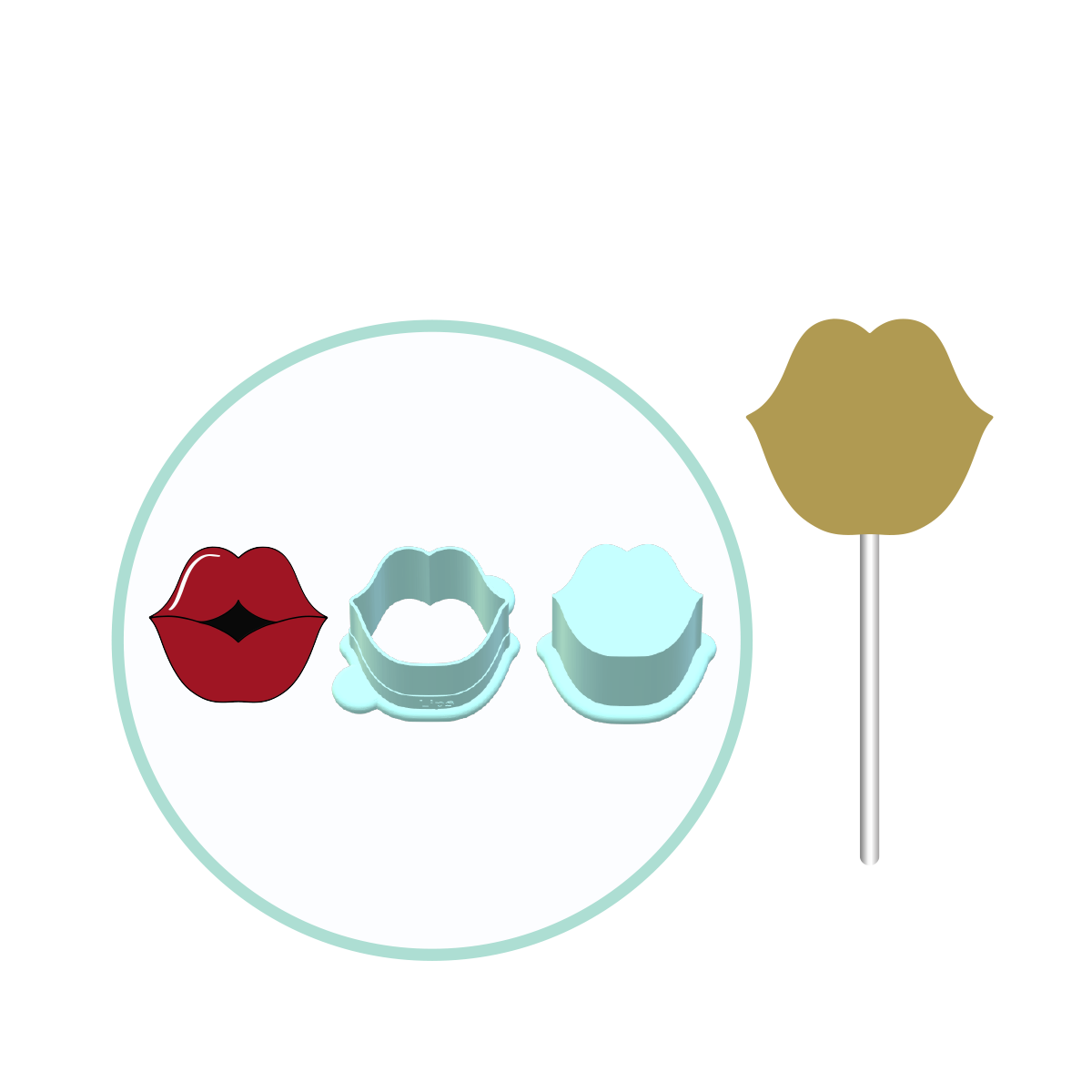 Valentines Lips Cake Pop Mold | Deluxe Cutter, Popper, and Tray Option