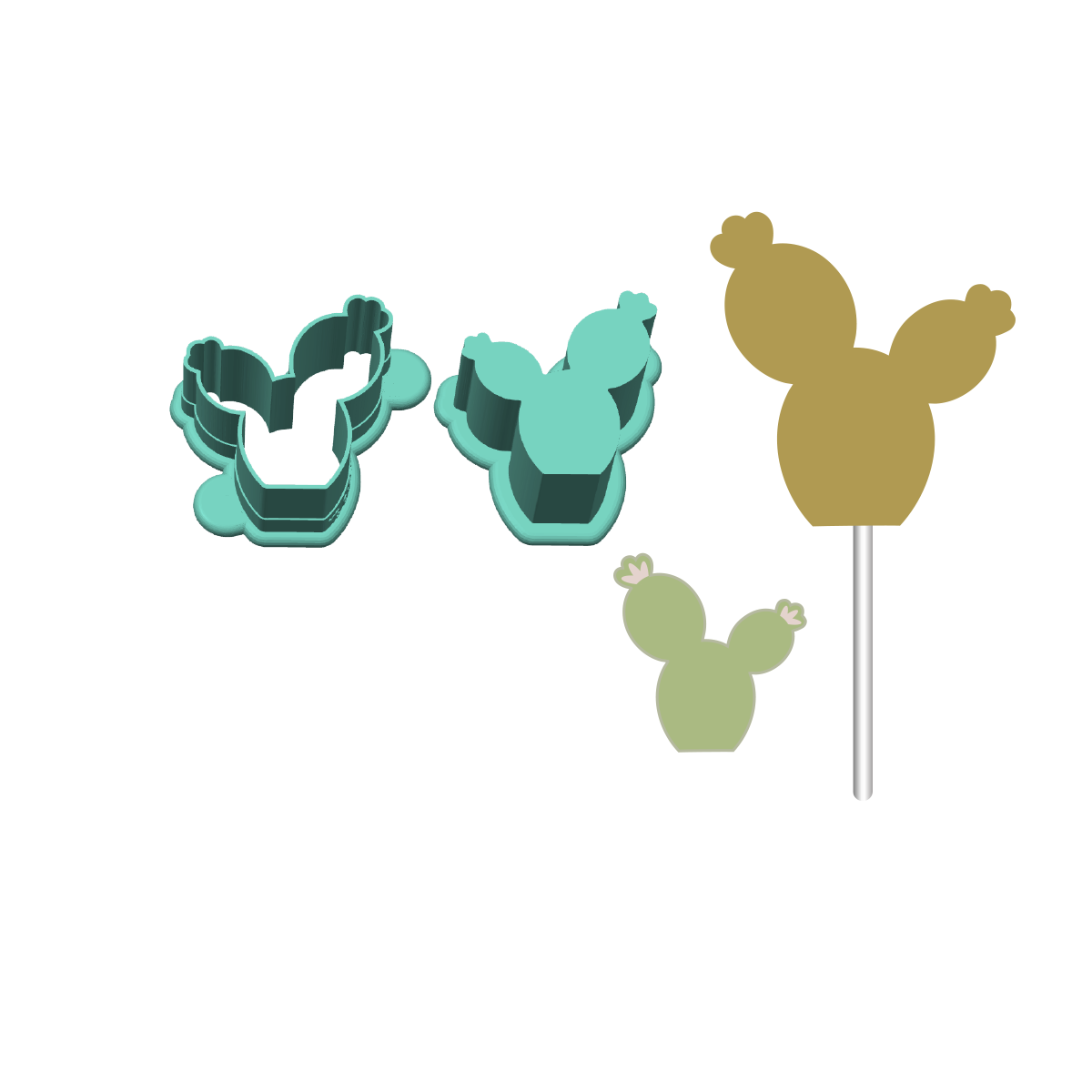 Cactus 1 Cake Pop Mold |Deluxe Cutter, Popper, and Tray Option