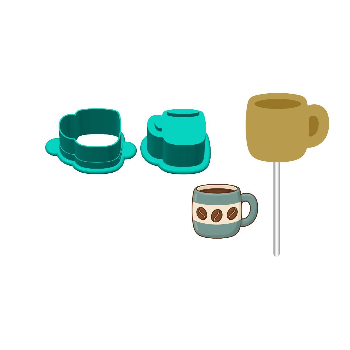 Coffee Cup Cake Pop Mold | Deluxe Cutter, Popper, and Tray Options