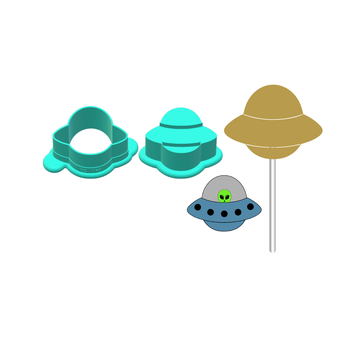 UFO Cake Pop Mold |Deluxe Cutter, Popper, and Tray Option