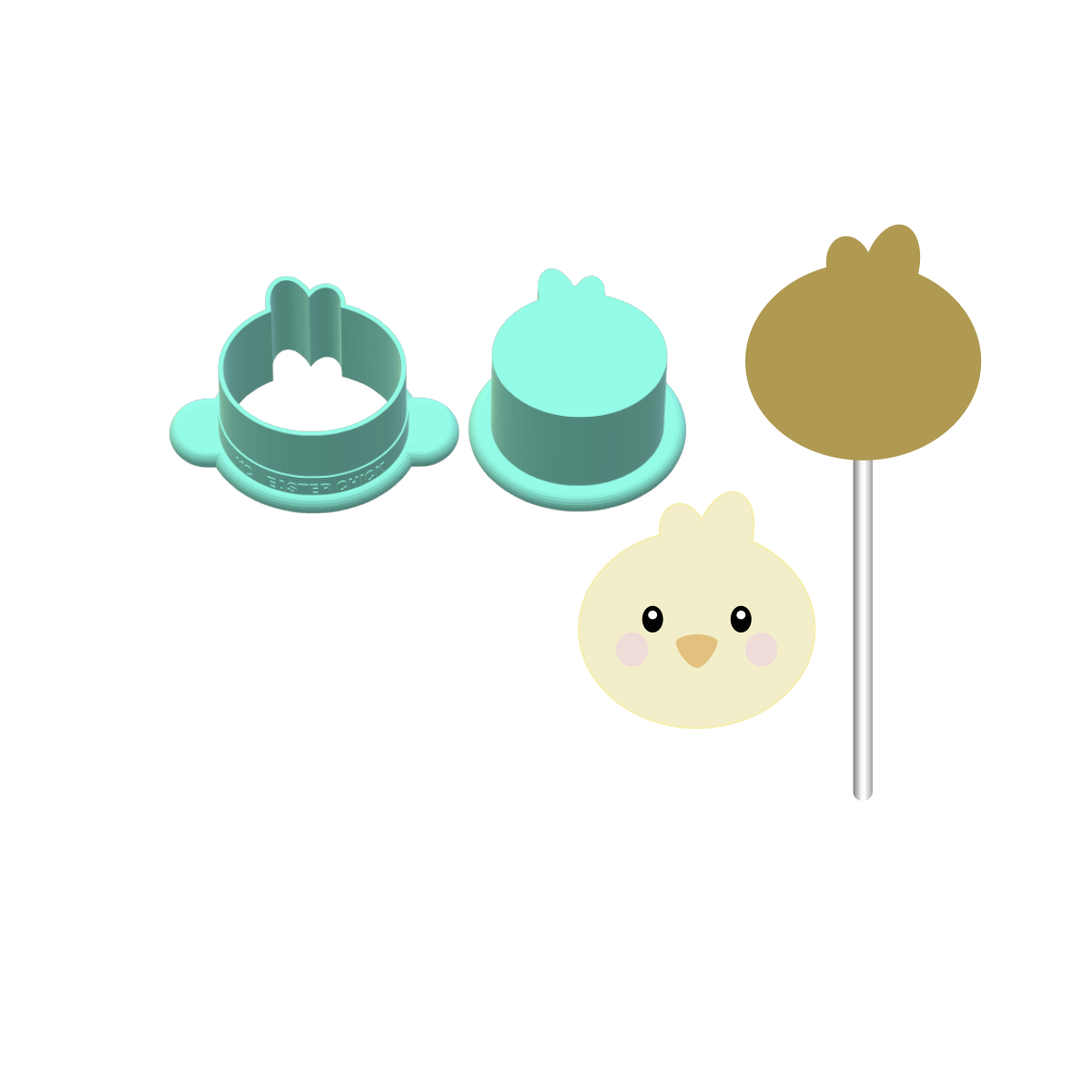 Easter Chick Face Cake Pop Mold |Deluxe Cutter, Popper, and Tray Option