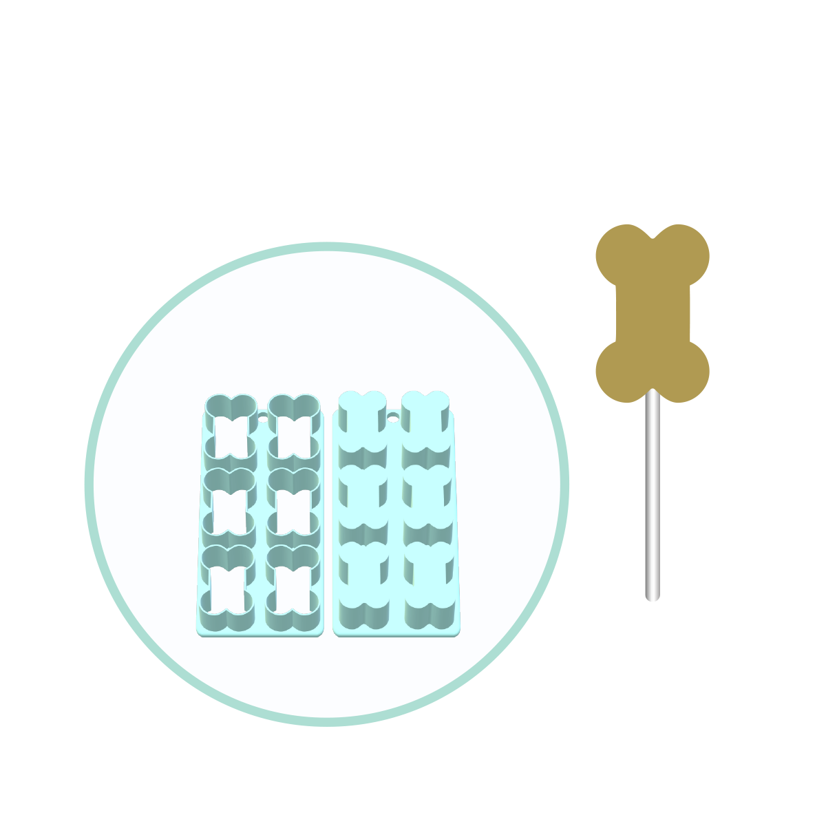 Dog Bone and Paw Cake Pop Molds | Deluxe Cutter, Popper, and Tray Option