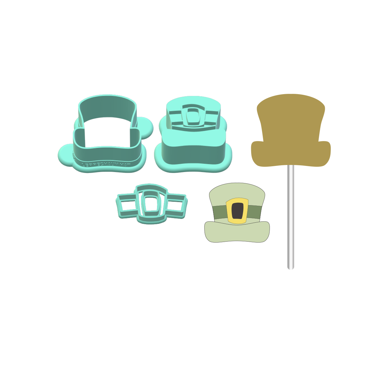 Leprechaun Hat Cake Pop Mold with Fondant cutter | Deluxe Cutter, Popper, and Tray Option