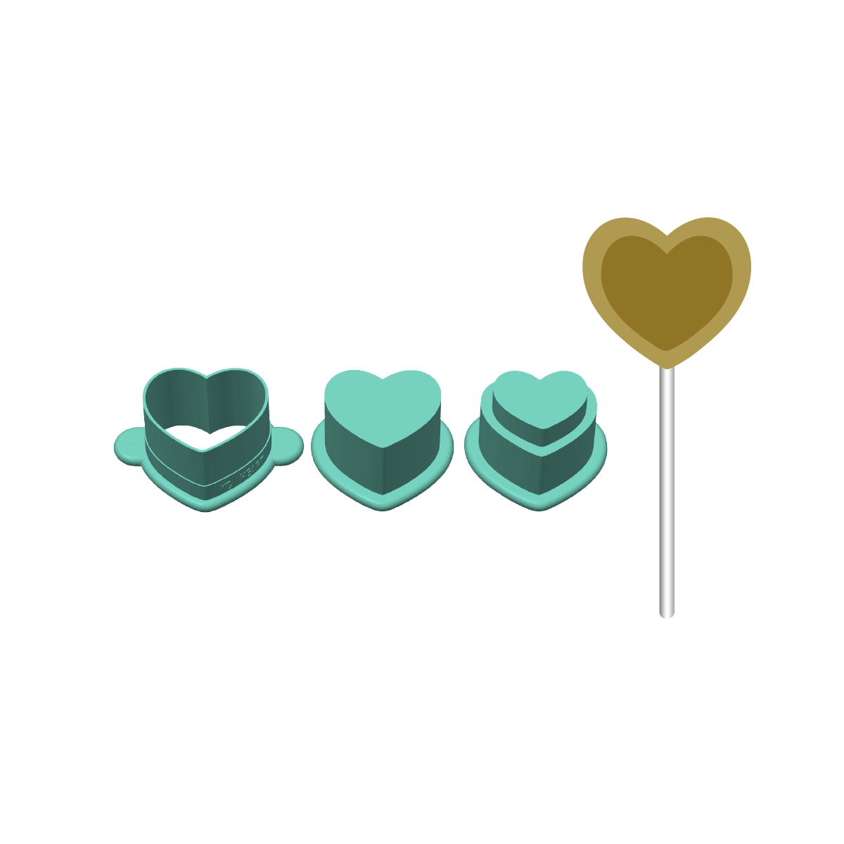 Heart Stuffed Cake Pop Mold with Filling Embosser |Deluxe Cutter, Popper, and Tray Option