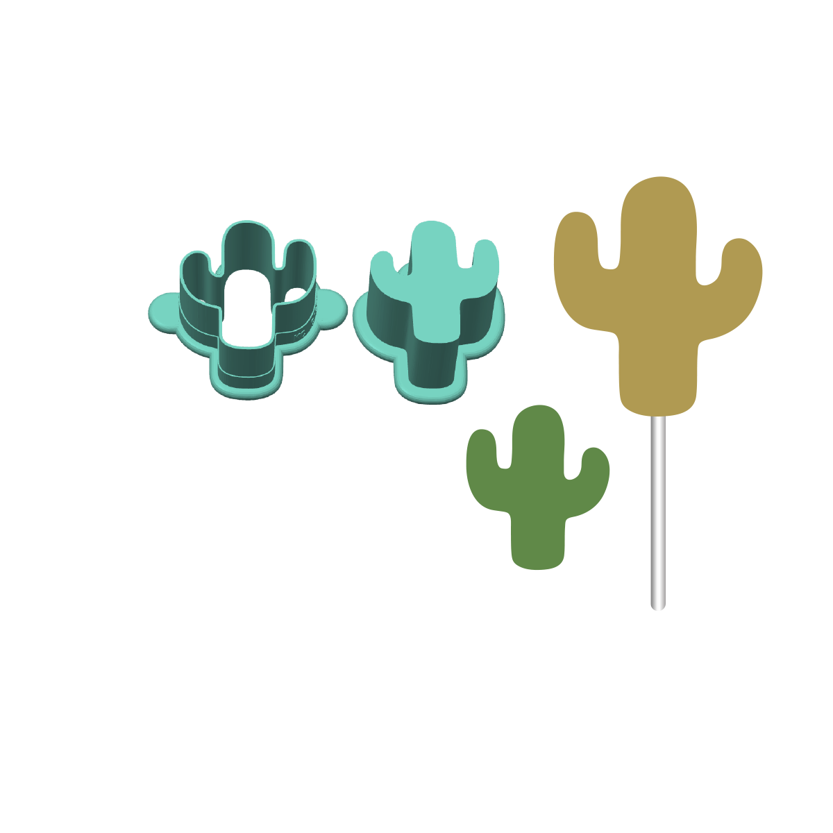 Cactus 2 Cake Pop Mold |Deluxe Cutter, Popper, and Tray Option