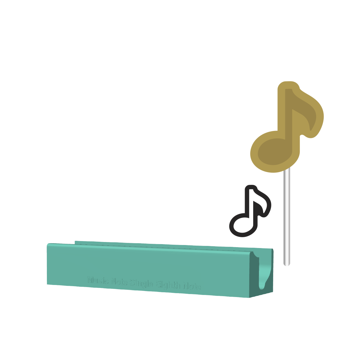 Music Note Single Eighth Note Cake Pop Mold |Deluxe Cutter, Popper, and Tray Option