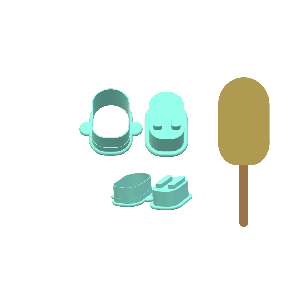 Cakesicle Mold with Filling Embosser | Medium 2.5in x 1.5in Cutter, Popper and Tray Options