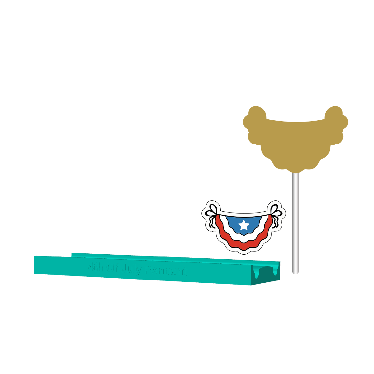 4th Of July Pennant Cake Pop Mold |Deluxe Cutter, Popper, and Tray Option
