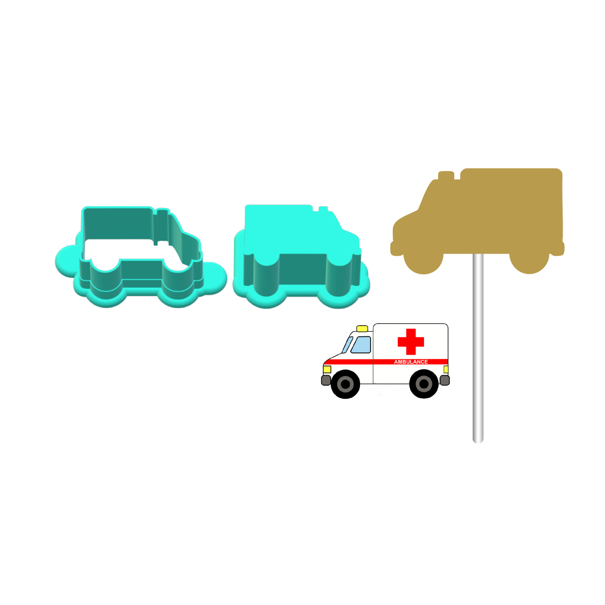 Ambulance Cake Pop Mold |Deluxe Cutter, Popper, and Tray Option