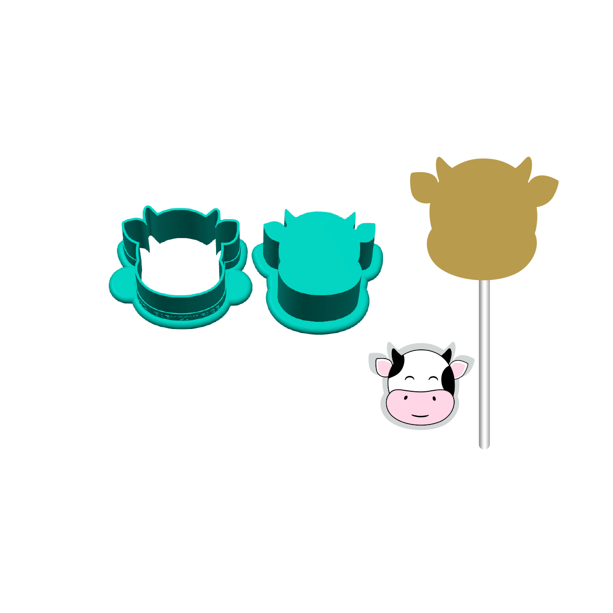 Baby Cow Face Cake Pop Mold |Deluxe Cutter, Popper, and Tray Option