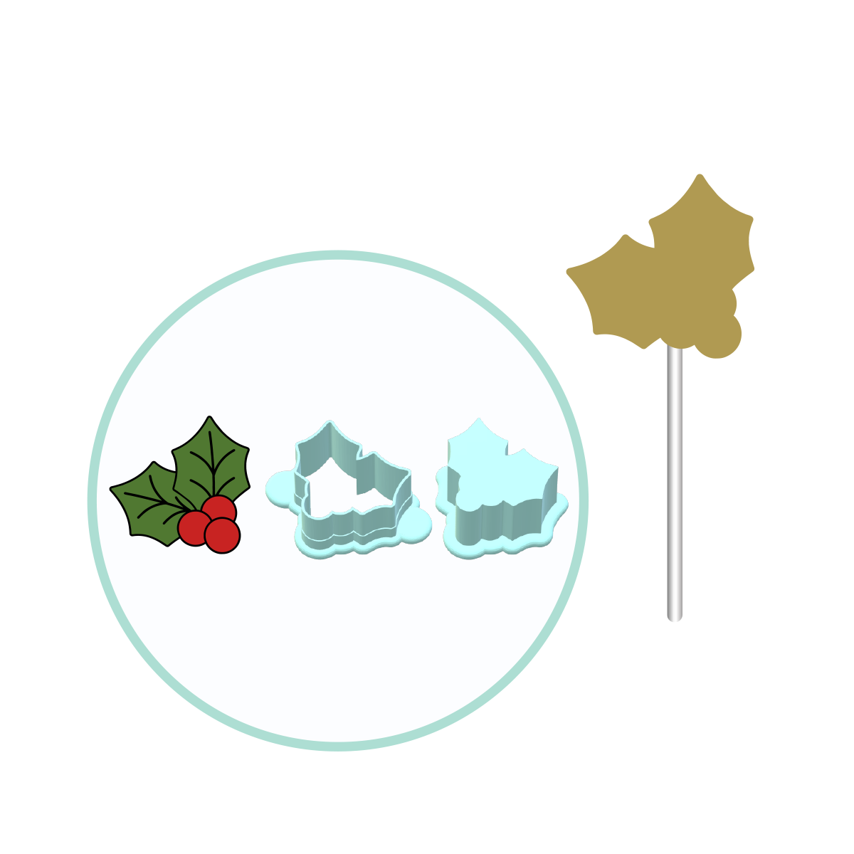 Holly Berry Cake Pop Mold | Deluxe Cutter, Popper, and Tray Option