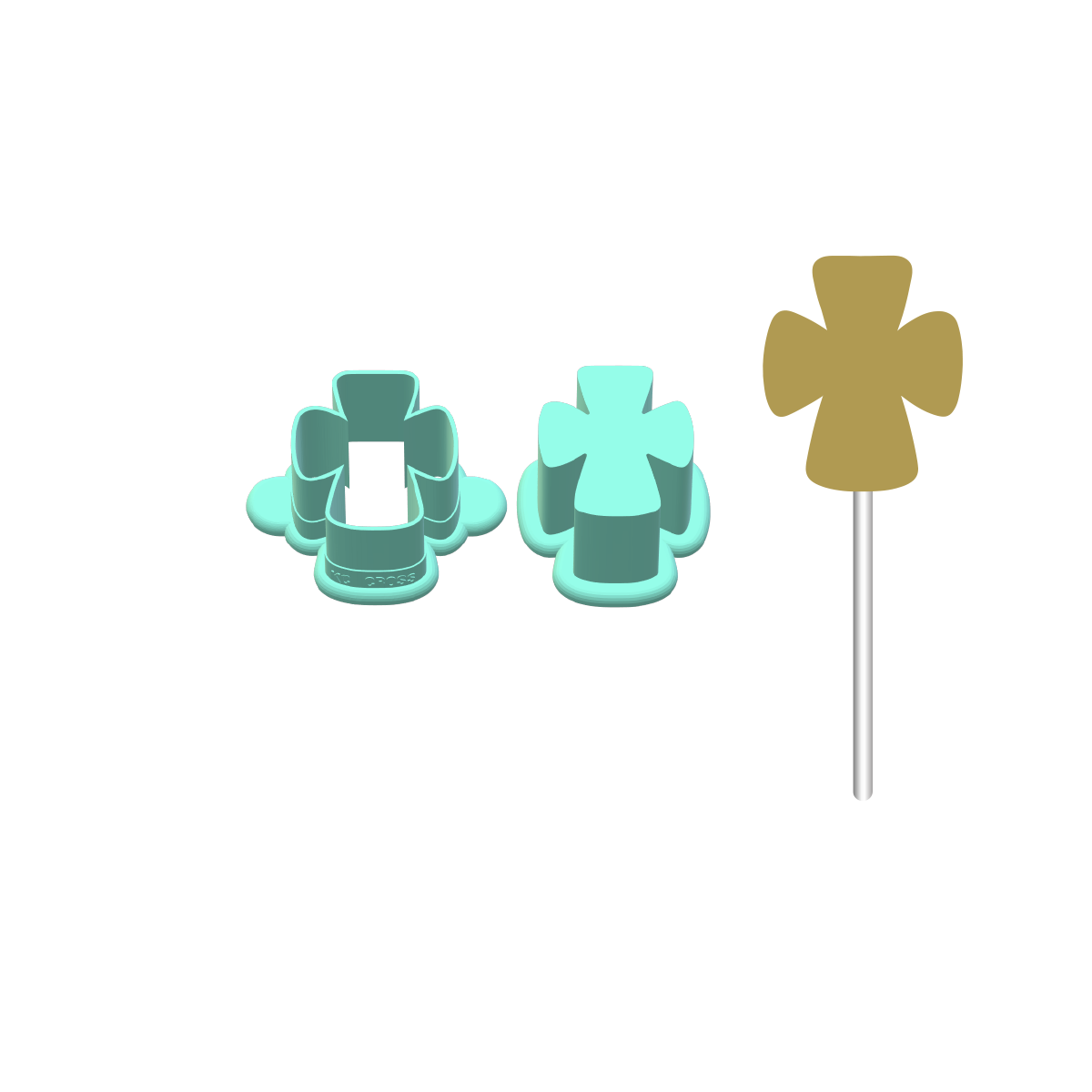 Chubby Cross Cake Pop Mold | Deluxe Cutter, Popper, Fondant Cutter and Tray Option