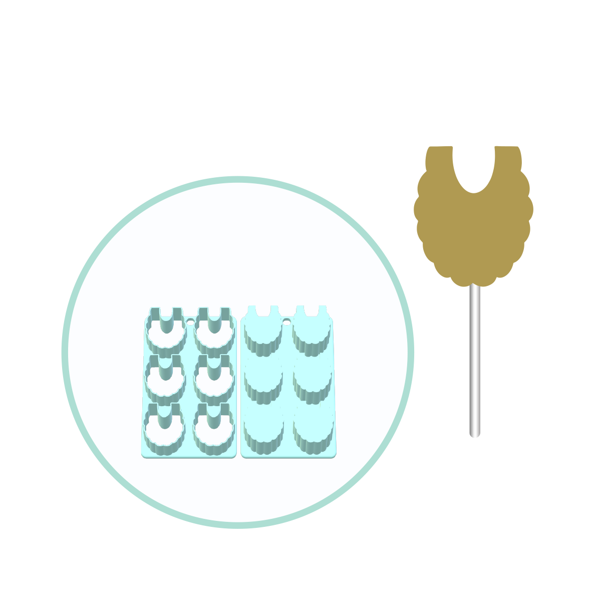 Baby Bib Cake Pop Mold | Deluxe Cutter, Popper, and Tray Option